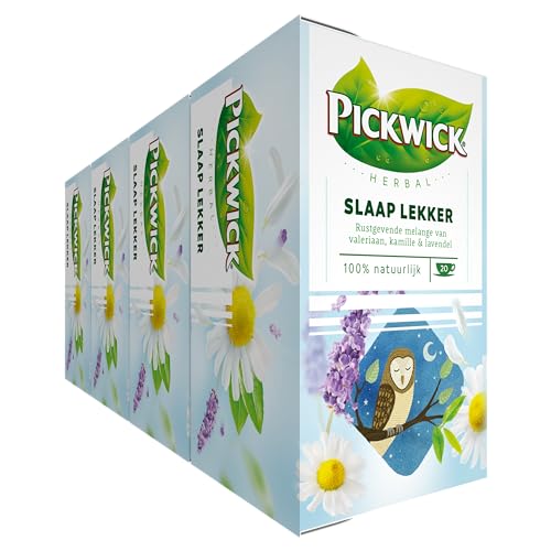 Pickwick Herbal Slaap Lekker Kruidenthee met Valeriaan, Kamille en Lavendel (80 Theezakjes, 100% Natuurlijk), Cafeïnevrij, 4 x 20 Zakjes von Pickwick