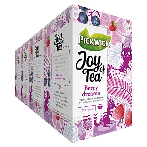 Pickwick Joy Of Tea Berry Dreams Rooibos met Framboos, Blauwe Bes, Aardbei en Rozenblaadjes (60 Theezakjes, 100% Natuurlijk), 4 x 15 Zakjes von Pickwick