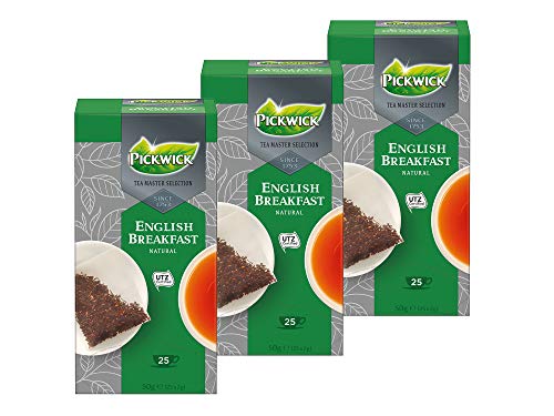 Pickwick Tea Master Selection English Breakfast, 3er Pack (3x25 kuvertierte Teebeutel à 2g), Schwarzer Tee, perfekt ausgewogene Mischung aus reinen Schwarztees, vollmundig robuster Geschmack von Pickwick