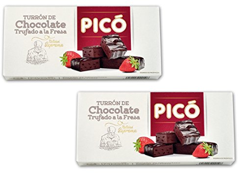 Picó - Pack enthält 2 Turron de chocolate trufado a la fresa - Schokoladen-Nougat mit Erdbeeren - Höchste Qualität 200gr von Picó