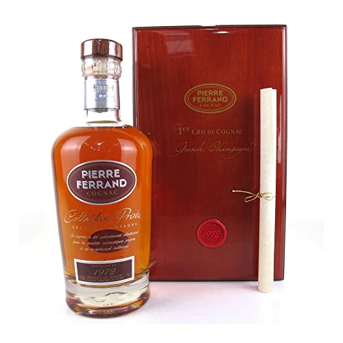 Pierre Ferrand Brut de Fût 1972, wertvolle Rarität aus dem Jahr 1972: Cognac PIERRE FERRAND Collection Privée 1972, Grande Champagne (0,7 l) in Edelholz-Schatulle von Ferrand