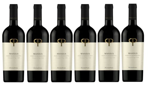 6 er Mandus Primitivo di Manduria DOC 2022 | Pietra Pura | Rotwein aus Apulien | trocken | 6 x 0,75l | mit Drop Stop Weinausgießer fabelhafte-geschenke von Pietra Pura