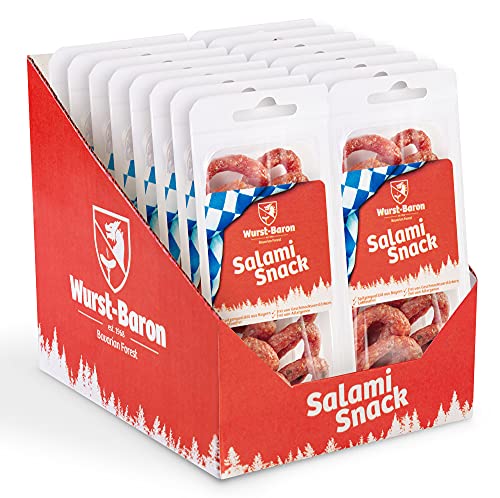 WURSTBARON® - Salami Mini Brezn "Jalapeño" - Original Wurst Snack Brezn aus Bayern mit dem gewissen Etwas - Karton mit 16 Packungen je 50 g von Pikanten