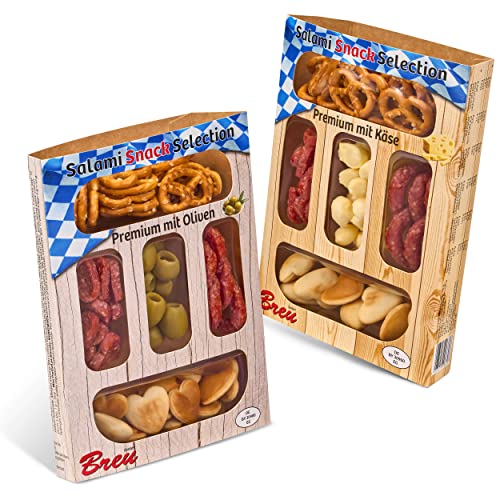WURSTBARON® Salami Snack Selection Premium Set - Salami, Olive, Käse, Brezeln von Pikanten