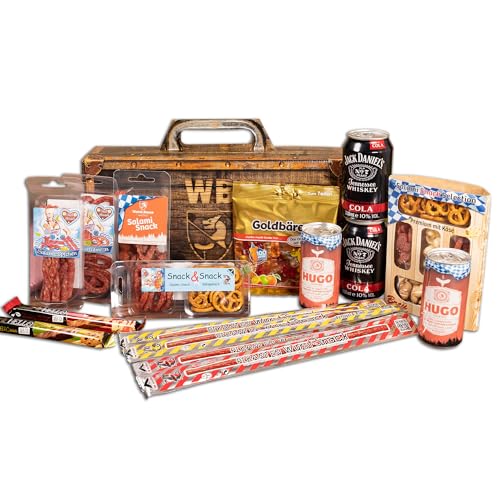 WURSTBARON® Datenight Paket, Wir bleim heind Dahoam Set aus Salami Snacks, Gummibärchen, Schokolade und Getränken von Pikanten