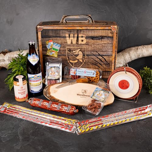 WURSTBARON® Feierabend Set ideales Paket für den Feierabend Wurstpaket aus Salami Snacks, Bayerischen Bier, Kabeltrommel und Taschenmesser von Pikanten