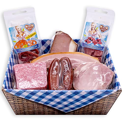 WURSTBARON® Geschenkbox Bayern klein, Geschenkpaket mit Salami, Schinken und Speck, Wurstpaket mit ca. 0,625 kg von Pikanten