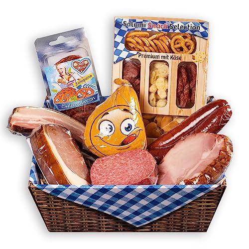 WURSTBARON® Geschenkbox Bayern, Geschenkpaket mit Salami, Schinken und Speck, Wurstpaket mit ca. 1,125 kg von Pikanten