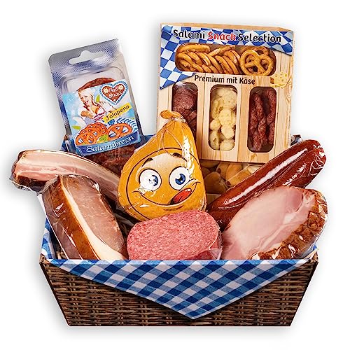 WURSTBARON® Geschenkbox Bayern, Geschenkpaket mit Salami, Schinken und Speck, Wurstpaket mit ca. 850 g von Pikanten