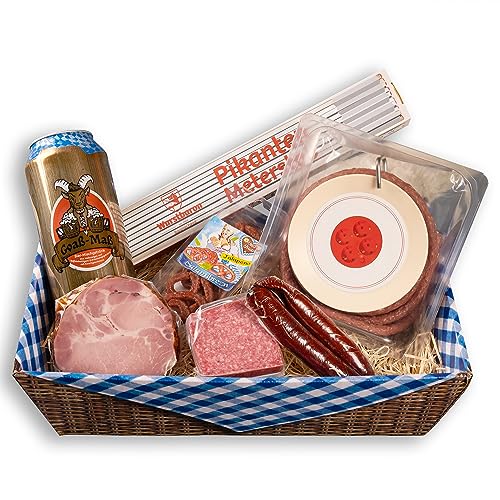 WURSTBARON® Geschenkkorb Heimwerker, Wurstpaket mit Salami und Schinken, Geschenkpaket ca. 1,5kg von Pikanten