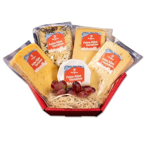 WURSTBARON® Geschenkkorb mit Käse, Präsentkorb Käsevariation für Feinschmecker im Geschenkkarton von Pikanten