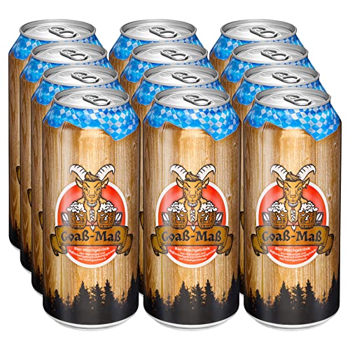 WURSTBARON® GoaßMaß Biermischgetränk - Einweg Dose für Unterwegs, 12 x 1 Liter, Mischung aus Hefeweizen Weißbier, Cola und Kirsch-Aroma von Pikanten