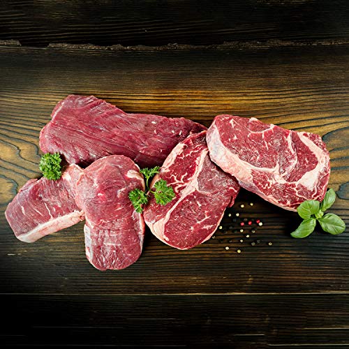WURSTBARON® Grill Paket Deluxe für 4 Personen, inkl. Rib-Eye, Flanksteak und Roastbeef, frische Steaks aus deutscher Herkunft, Grillpaket in Premium Qualität, 1,5 kg von Pikanten