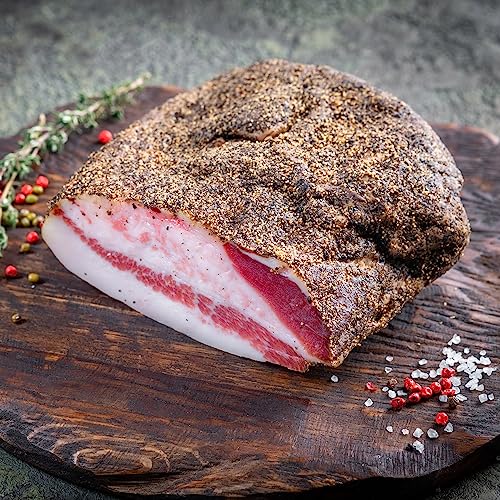 WURSTBARON® Guanciale Fettbacke getrocknet mit Pfeffer, Speck aus Italien, ca. 0,5 kg von Pikanten