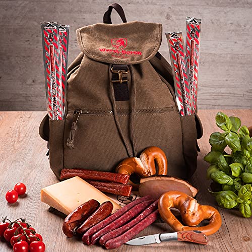 WURSTBARON® Picknick & Wander Rucksack mit Inhalt für Herren & Damen - Inkl. Salami Schinken Käse Brezen Taschenmesser von Pikanten