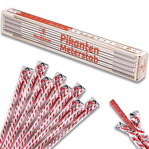 WURSTBARON® Wurst Meterstab gefüllt mit Mini Snack Salami Sticks, Wurstgeschenk im Geschenkkarton/Box von Pikanten