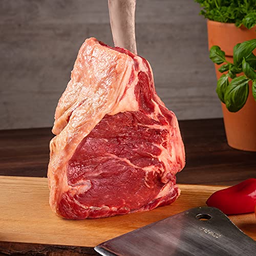 WURSTBARON® Premium Tomahawk Steak, frisches Rib-Eye vom Jungbullen, aromatisches und saftiges Grillfleisch, Premium-Qualität aus Bayern, ca. 900 g von Pikanten