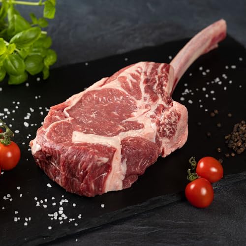WURSTBARON® Premium Tomahawk Steak, frisches Rib-Eye vom Jungbullen, aromatisches und saftiges Grillfleisch, Premium-Qualität aus Bayern, ca. 800 g von Pikanten