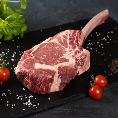 WURSTBARON® Premium Tomahawk Steak, frisches Rib-Eye vom Jungbullen, aromatisches und saftiges Grillfleisch, Premium-Qualität aus Bayern, ca. 900 g von Pikanten