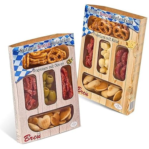 WURSTBARON® Salami Snack Selection Premium Set - Salami, Olive, Käse, Brezeln von Pikanten