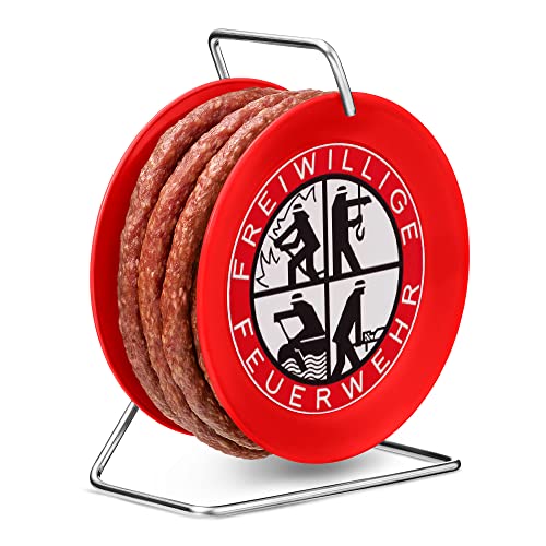 WURSTBARON® - Salami auf Feuerwehr-Trommel - Snack Wurst Mini-Kabeltrommel Schlauchtrommel Modell Freiwillige Feuerwehr - 3,5 Meter Wurst nach Krakauer Art - 240 g von Pikanten