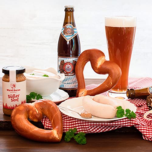 WURSTBARON® Weißwurst Premium Paket, Weißwürste, Brezeln und Bier, ink. süßer Senf, hochwertige Qualität aus Bayern, Wurstpaket ideal als Geschenk von Pikanten