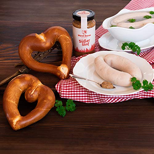 WURSTBARON® Weißwurst Set, Weißwürste und Brezen Herzen, ink. süßer Senf, hochwertige Qualität aus Bayern, Wurstpaket ideal als Geschenk von Pikanten