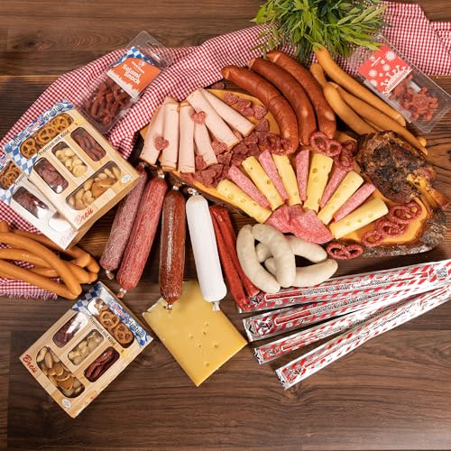 WURSTBARON® Wurst & Käse Probierpaket 4,3kg - Wurstpaket mit Wiener Würstchen, Käsekrainer, Currywurst, versch. Käsesorten , Aufschnitt, Salami Brezeln & Herzen, Pikanten Salami-Snack von Pikanten