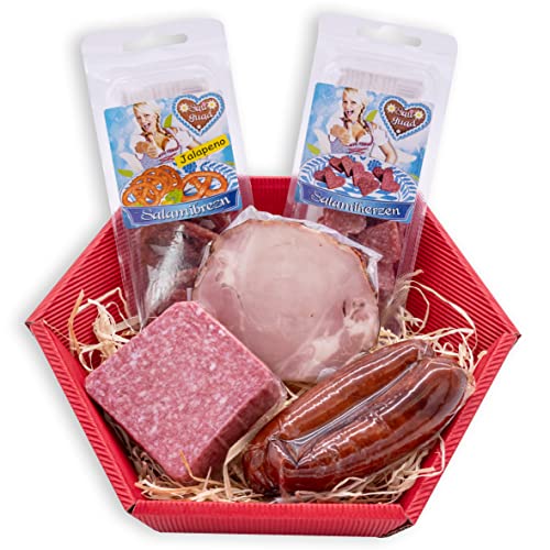 WURSTBARON® Wurstgeschenkbox klein, Geschenkkorb mit Salami und Schinken, Wurstpaket von Pikanten