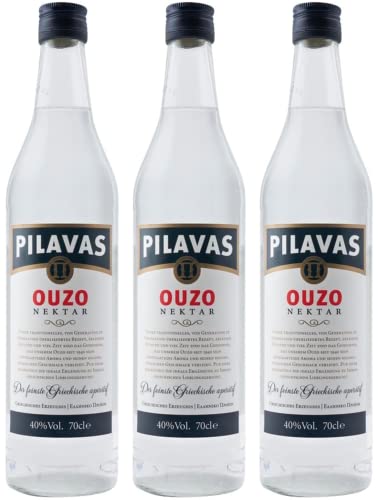 Ouzo Pilavas Nektar 3x 0,7l 40% Vol. | + 1x20ml ElaioGi Olivenöl von Jassas Griechische Feinkost