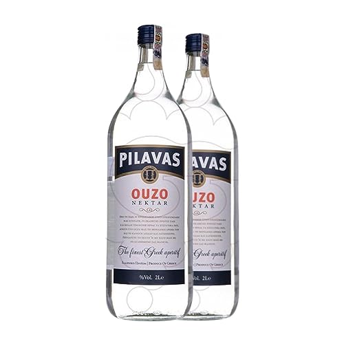 Anislikör Pilavas Ouzo Spezielle Flasche 2 L (Schachtel mit 2 Spezielle Flasche von 2 L) von Distribuidor