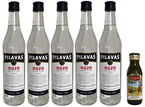 Pilavas Ouzo Nektar 38% Vol. (5 X 0,7l + 250 ml Olivenöl"Salvadori") von Ouzo Pilavas