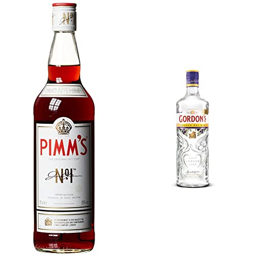 Pimm's The Original No. 1 | Hervorragend, aromatischer Aperitíf 25% vol | 700ml Flasche | & Gordon's London Dry Gin 37, 5% vol | 700 ml Einzelflasche | von Pimm's