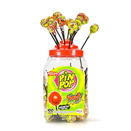 PIN POP Bubblegum Gefüllt Zentrum Lollipops (Gelatine Free) (Sour Mix) von Pin Pop