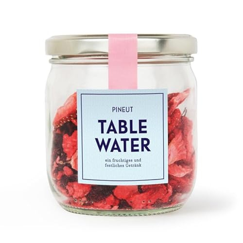 Pineut® Wasser mit Geschmack - Tafelwasser Erdbeere und Hibiskus - Glasbehälter mit Deckel - Waterdrop (Alternative) - Nachfüll-Pineut Wasserkrug - Originelles Geschenk - Frisch & Gesellig genießen. von Pineut