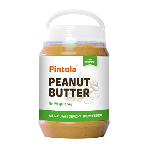 Pintola All Natural Erdnussbutter (Knusprig) (2.5kg) | Ungesüßt | 30g Protein | Nicht GVO | Glutenfrei | Vegan | Cholesterin frei von Pintola