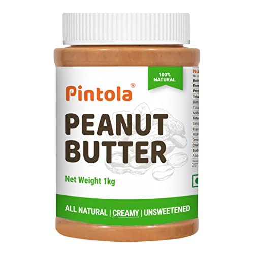 Pintola All Natural Erdnussbutter (cremig) | Ungesüßt | 30g Protein | Nicht GVO | Glutenfrei | Cholesterinfrei (1kg) von Pintola