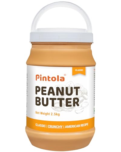 Pintola Classic Peanut Butter Crunchy 2.5kg, Original American Recipe with High Protein 26g & 7.2g Fiber, Premium Roasted Nuts, Gluten Free, Zero Trans Fat von Pintola
