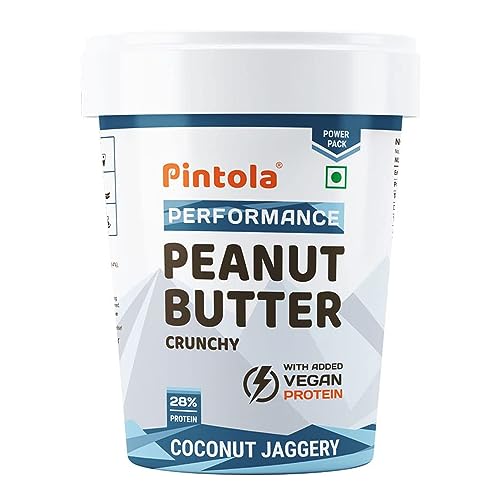 Pintola Coconut Jaggery Performance Series Peanut Butter, Crunchy, 510gm, Vegan Protein 28% Protein High Protein & Fiber von Pintola