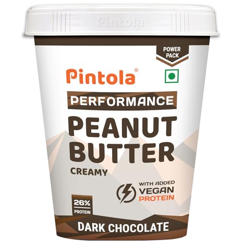 Pintola Dark Chocolate Performance Series Peanut Butter, Creamy, 1kg, Vegan Protein 26% Protein High Protein & Source of Fiber von Pintola
