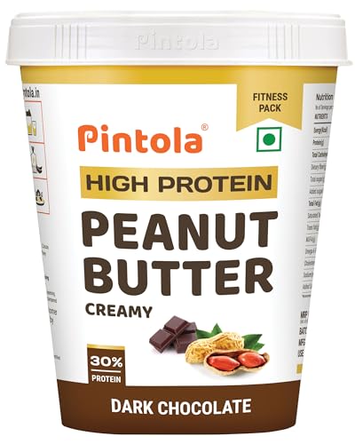 Pintola High Protein Peanut Butter, Dark Chocolate, Creamy, 510gm, 30% Protein High Fibre No Salt von Pintola