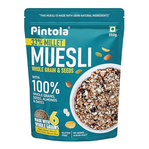 Pintola Wholegrain & Seeds Muesli with 33% Millet, 400gm, Nutricious Breakfast Cereal with 26% nuts, seeds and dates, No preservatives Rich in dietary Fibre von Pintola