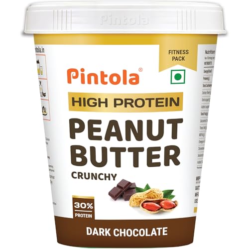 Pintola eiweißreich Erdnussbutter (DUNKLE Schokolade) (Knusprig, 1kg) | 30% Protein | Ballaststoffreich | Kein Salz von Pintola