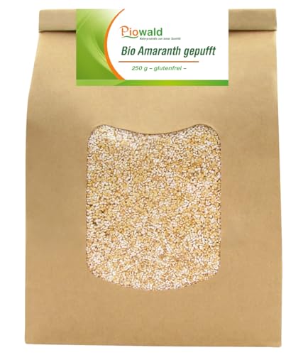 BIO Amaranth gepufft, glutenfrei, 4er Pack (4 x 250g Tüte) von Piowald