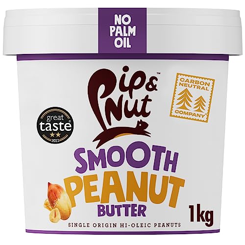 Pip & Nut - Cremige Erdnussbutter (1kg), Kein Palmöl, ohne Zuckerzusatz, ein natürliches Produkt, vegan und einzelner Ursprung Hi-Oleic Erdnüsse von Pip & Nut