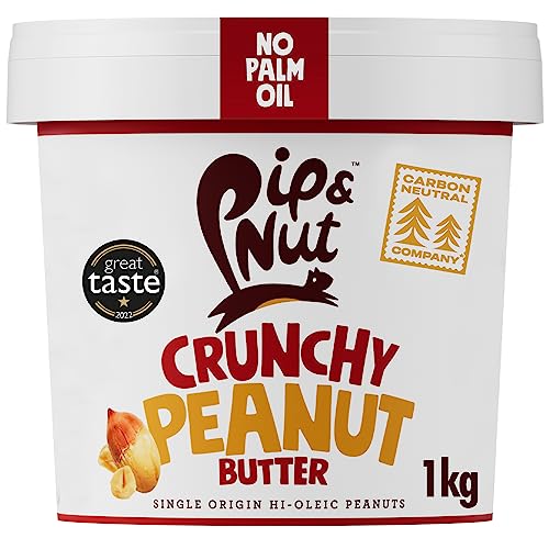 Pip & Nut - Knuspringe Erdnussbutter (1kg) | Kein Palmöl, ohne Zuckerzusatz, ein natürliches Produkt, vegan und Einzelner Ursprung Hi-Oleic Erdnüsse von Pip & Nut