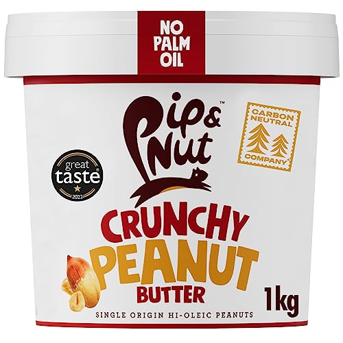 Pip & Nut - Knusprige Erdnussbutter (1kg) | Kein Palmöl, ohne Zuckerzusatz, ein natürliches Produkt, vegan und Einzelner Ursprung Hi-Oleic Erdnüsse von Pip & Nut
