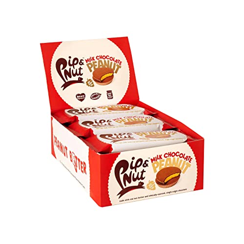 Pip & Nut Milchschokolade Erdnussbutter Becher – Box mit 15 Packungen (2 Tassen pro Packung) – Echte Erdnussbutter Schokolade aus Einzelherkunft ohne Palmöl glutenfrei 201076 von Pip & Nut