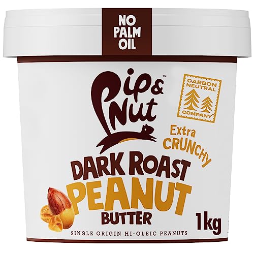 Pip & Nut – Ultimative extra knusprige, dunkel geröstete Erdnussbutter (1 kg) | Kein Palmöl, ohne Zuckerzusatz, ein natürliches Produkt, vegan und Einzelner Ursprung Hi-Oleic Erdnüssed, 1 Stück von Pip & Nut