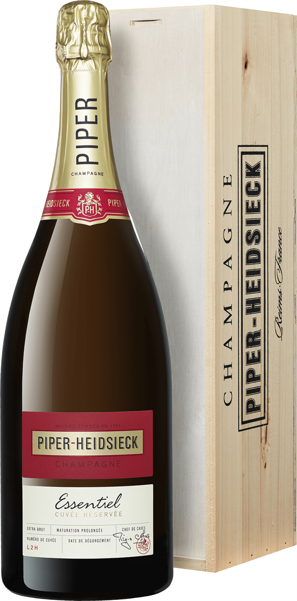 Piper Heidsieck Champagner Extra Brut »Essentiel« - 1,5l Magnumflasche in der Holzkiste Piper Heidsieck Champagner Extra Brut »Essentiel« - 1,5l Magnumflasche in der Holzkiste